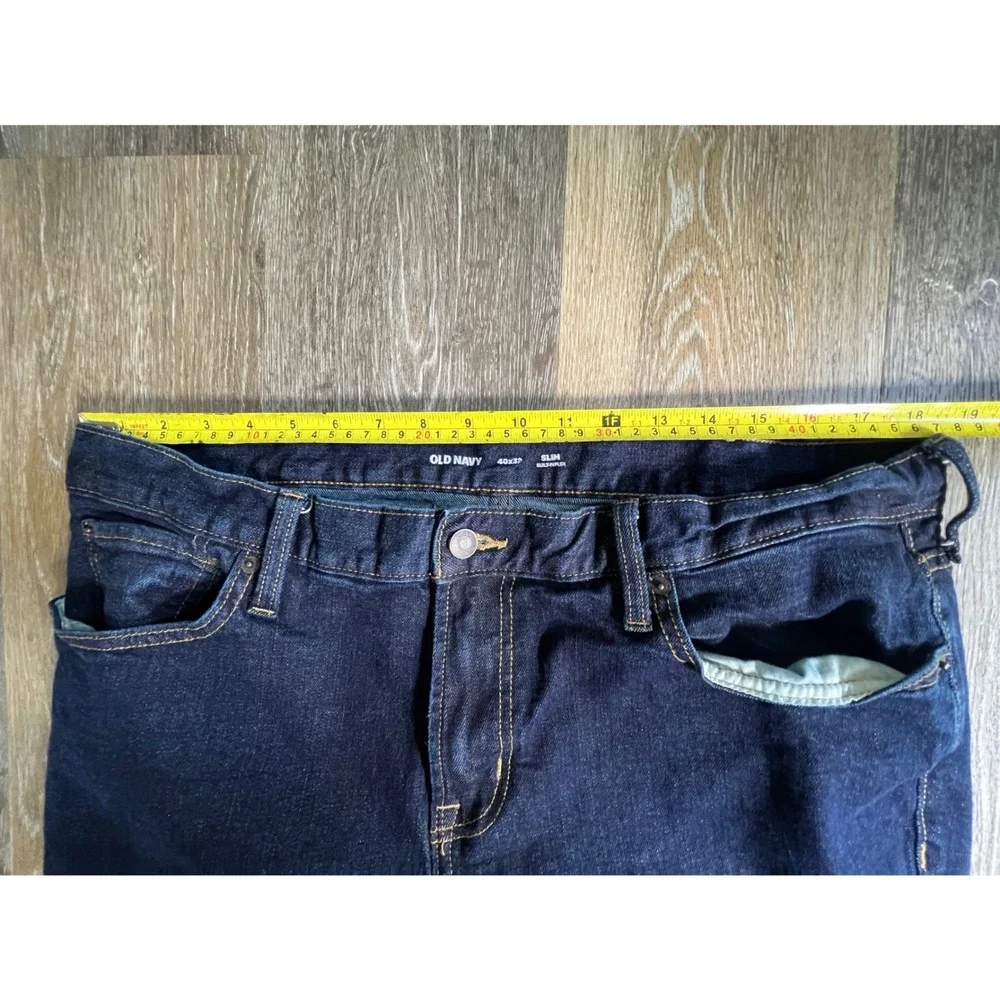 Old Navy Slim Built-In Flex Jeans Mens 40x32 Dark Wash Indigo Stretch Denim